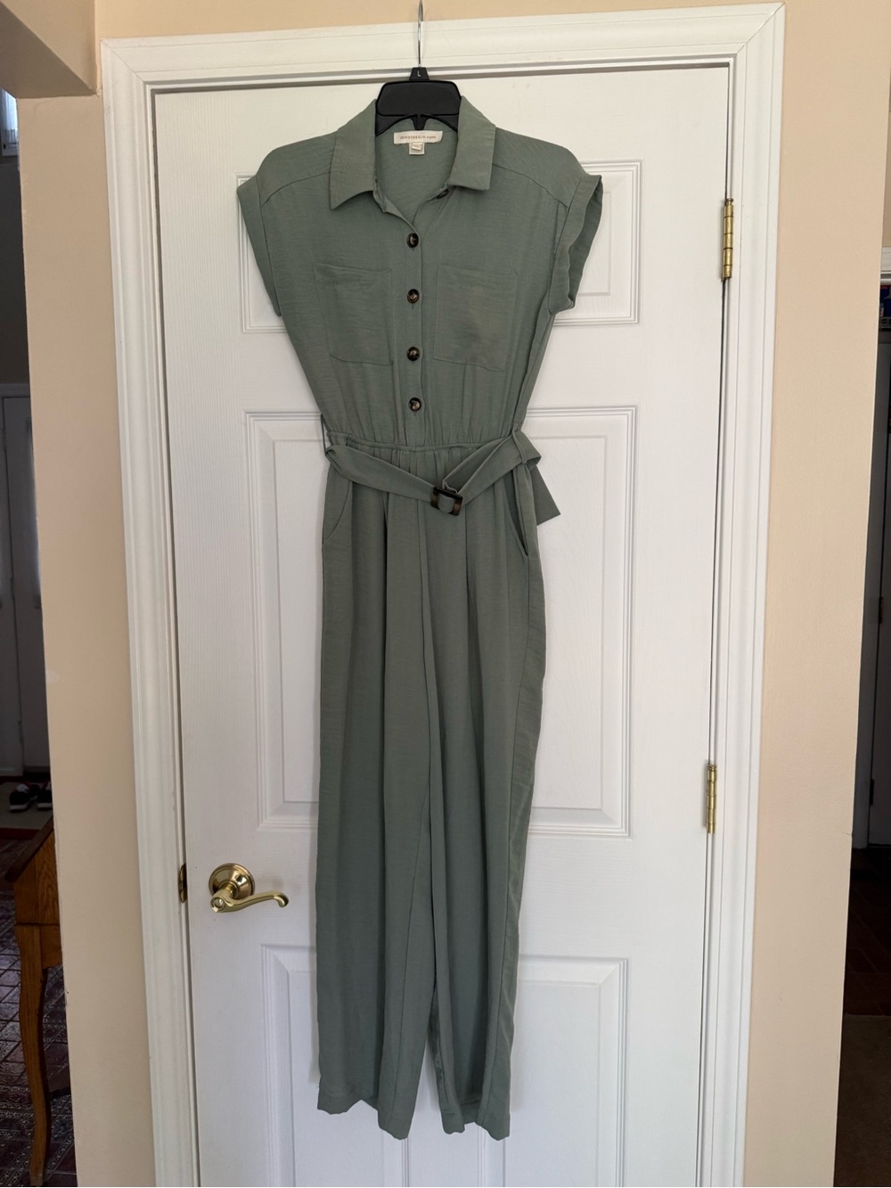 Monteau Sage Green Utility Jumpsuit with Belt